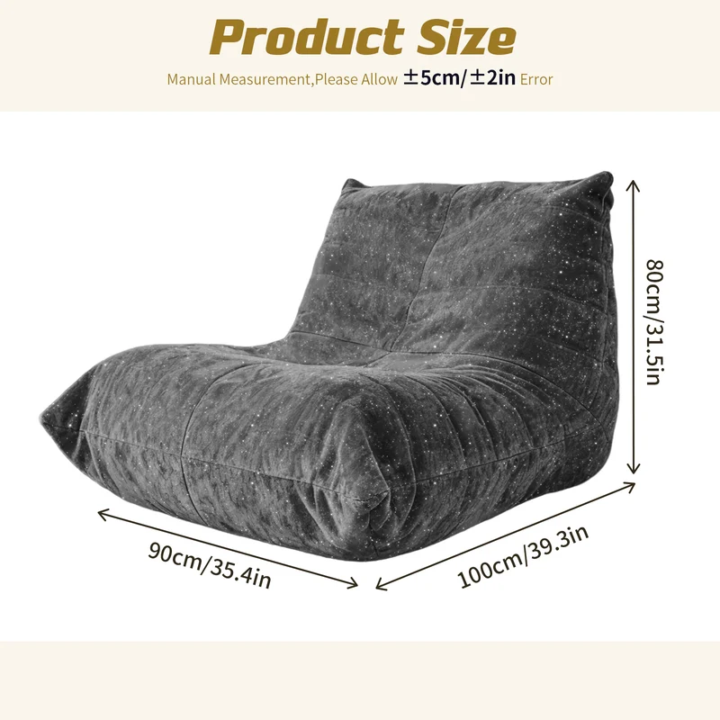 Chauffeuse matelassée chenille grise pailletée fauteuil de sol 90x100cm CHROMESTOOL