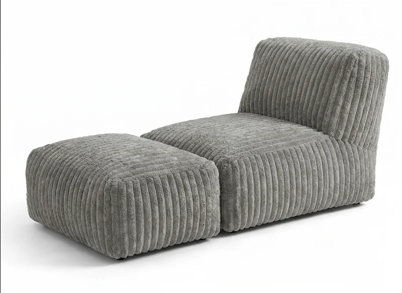 Méridienne capitonnée en flanelle gris claire, chaise longue convertible sans montage 160x80x66cm CLASSICARTART