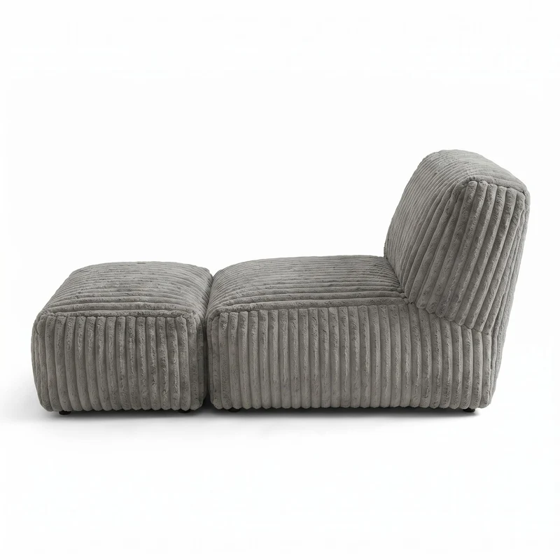 Méridienne capitonnée en flanelle gris claire, chaise longue convertible sans montage 160x80x66cm CLASSICARTART