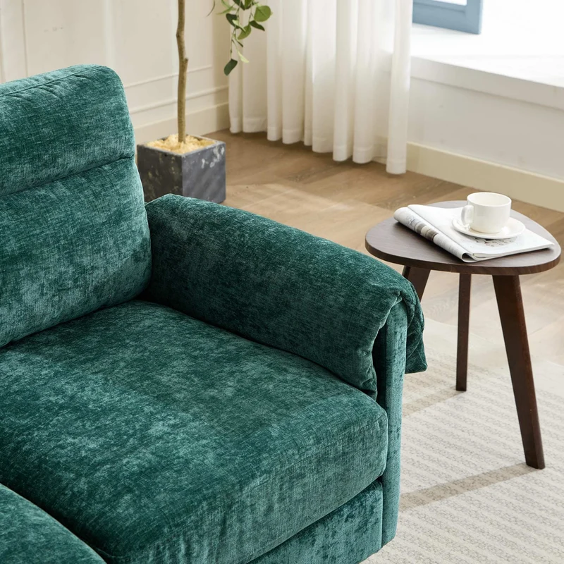Canapé 2 places compact en chenille douce vert émeraude 124x70x85cm BIRCHSTYLE