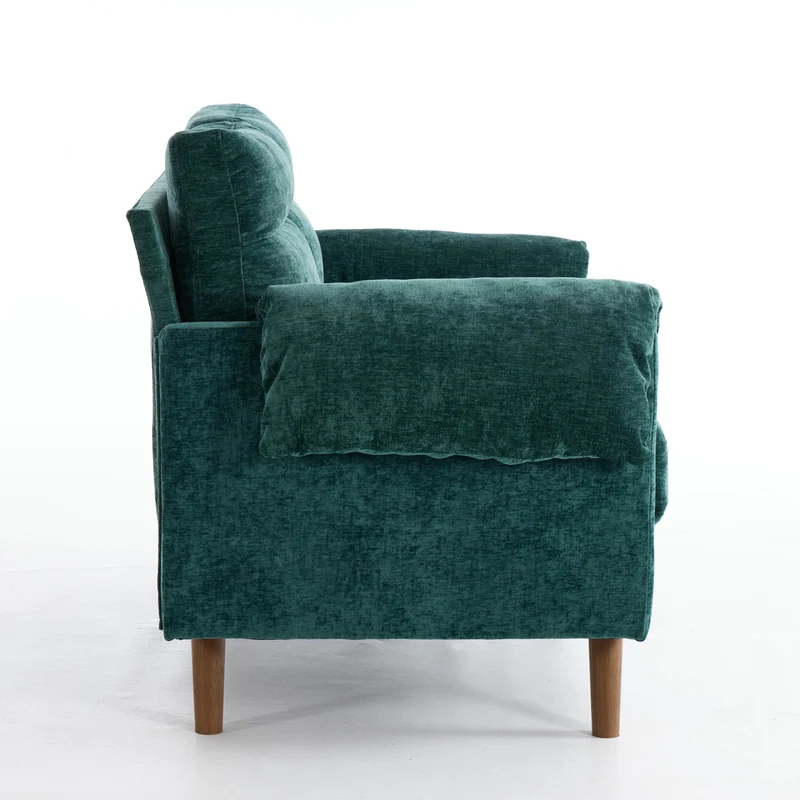 Canapé 2 places compact en chenille douce vert émeraude 124x70x85cm BIRCHSTYLE