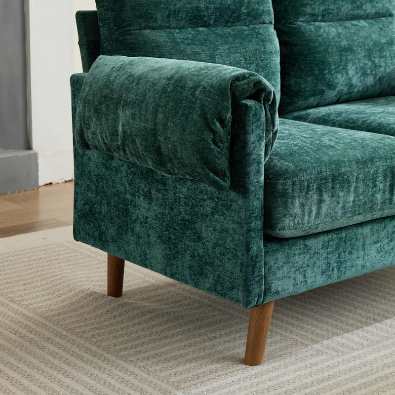 Canapé 2 places compact en chenille douce vert émeraude 124x70x85cm BIRCHSTYLE