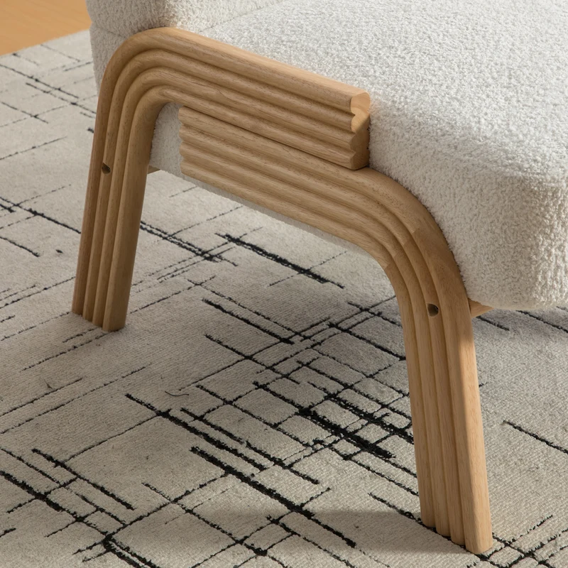Fauteuil lounge scandinave en tissu chenille ivoire confort moderne 72x61x78cm BIRCHCHAIR