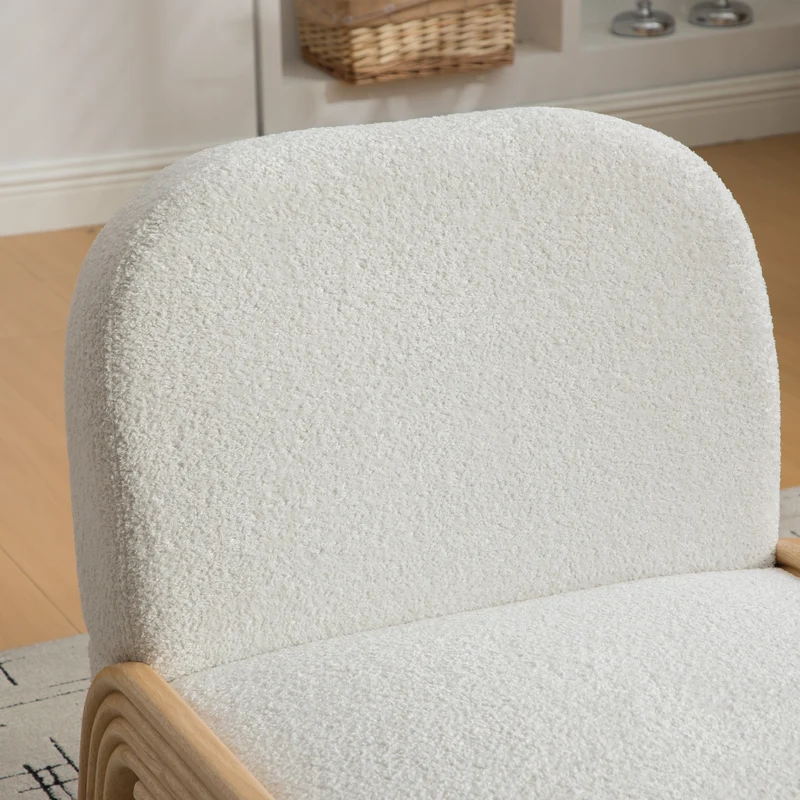 Fauteuil lounge scandinave en tissu chenille ivoire confort moderne 72x61x78cm BIRCHCHAIR
