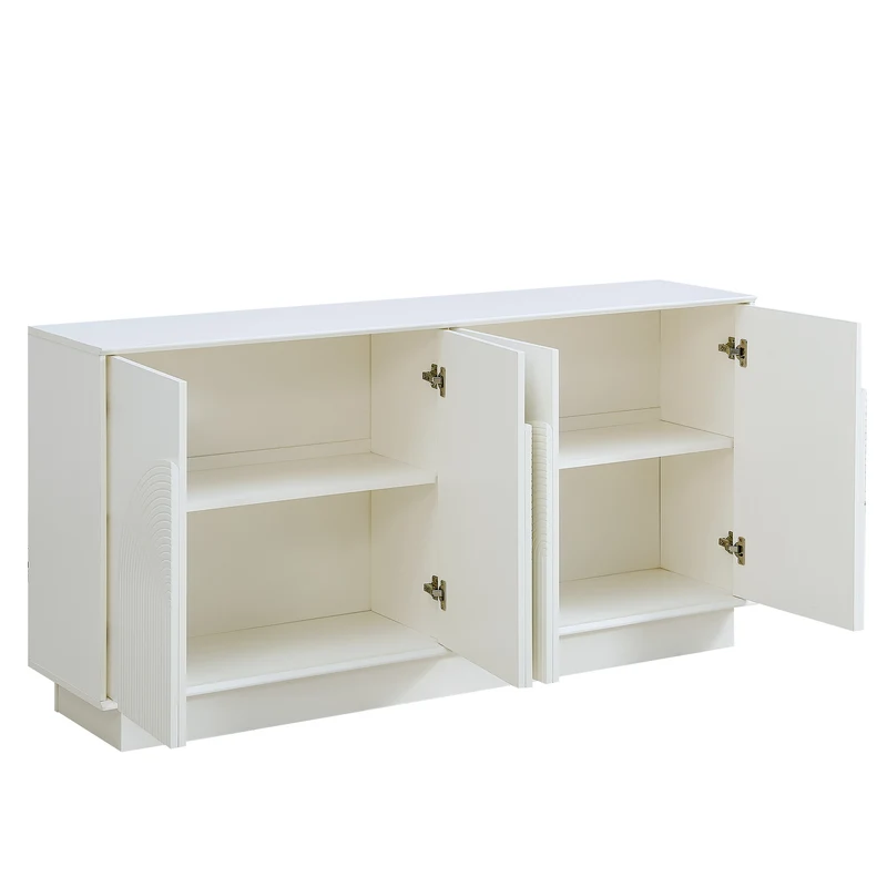 Buffet blanc moderne design arqué 4 portes 160x38x80cm BRACT