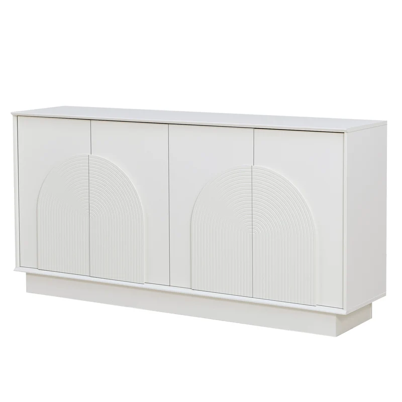 Buffet blanc moderne design arqué 4 portes 160x38x80cm BRACT