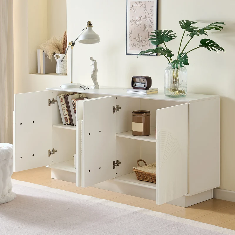 Buffet blanc moderne design arqué 4 portes 160x38x80cm BRACT