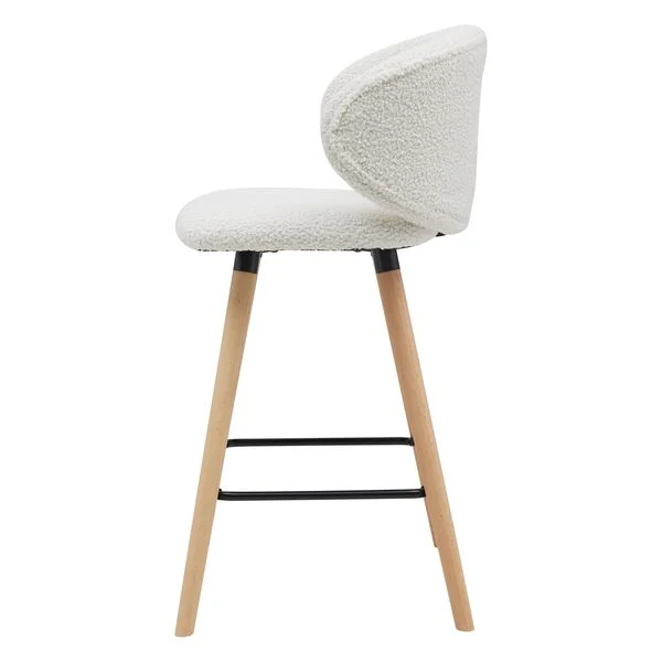 Chaise de bar tissu effet laine bouclette blanc