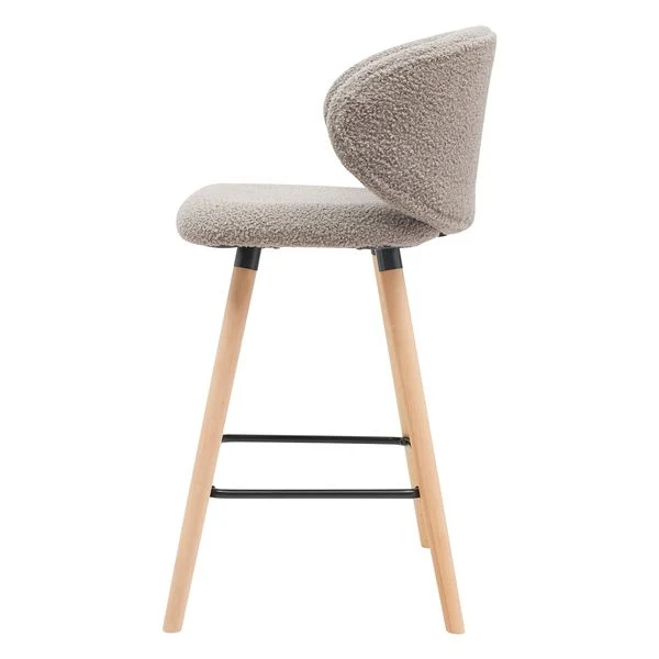 Chaise de bar tissu effet laine bouclette taupe