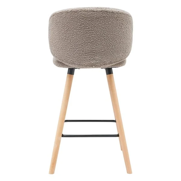 Chaise de bar tissu effet laine bouclette taupe