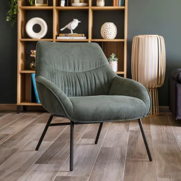 Fauteuil velours côtelé vert sapin