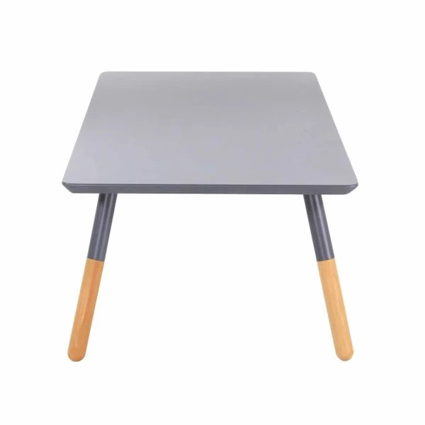 Table basse bois de hêtre et laqué gris rectangulaire 120cm Scandie