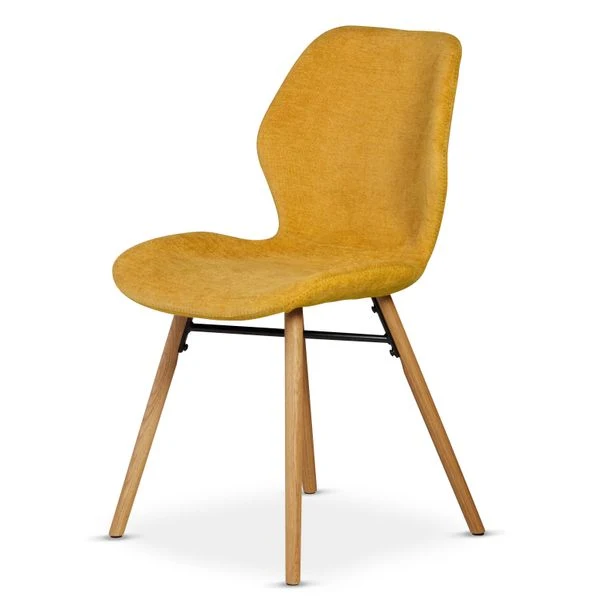 Chaise tissu soft touch moutarde