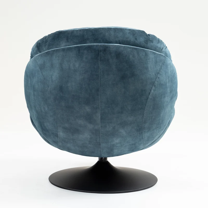 Fauteuil pivotant en velours bleu gris
