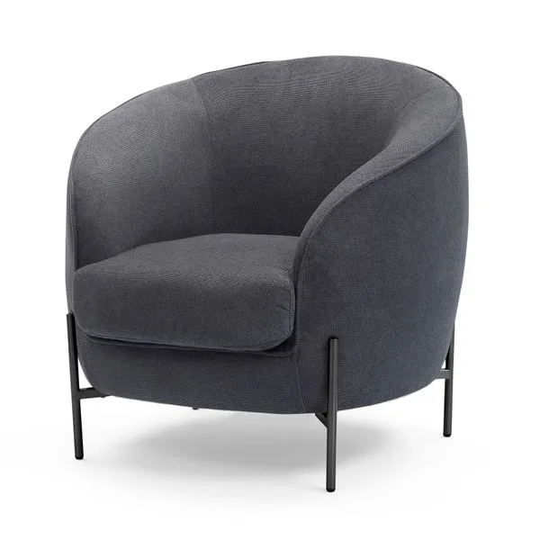 Fauteuil tissu anthracite pieds noirs