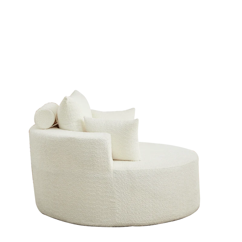 Fauteuil simple en chenille beige avec coussins, mousse sans montage BENCHWICKER