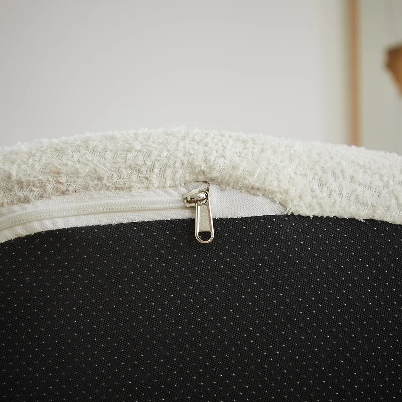 Fauteuil simple en chenille beige avec coussins, mousse sans montage BENCHWICKER