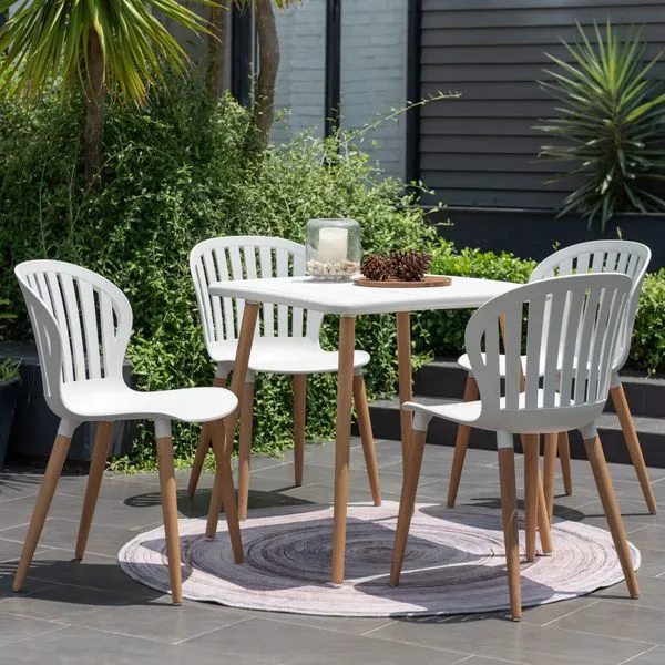 Chaise repas outdoor plastique recyclé blanc