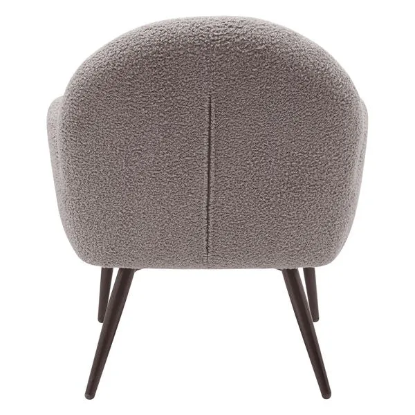 Fauteuil tissu effet laine bouclette gris foncé