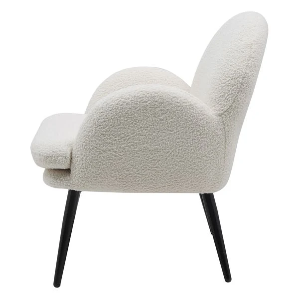 Fauteuil tissu effet laine bouclette blanc