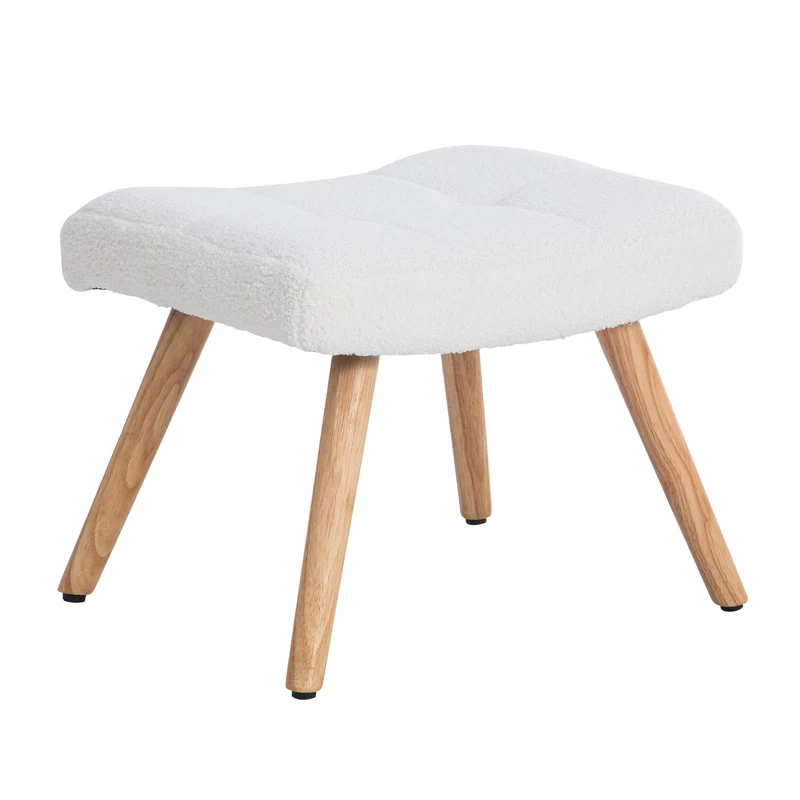Fauteuil à bascule tissu bouclette blanc 1 oreiller et 1 repose-pieds KEVUINS