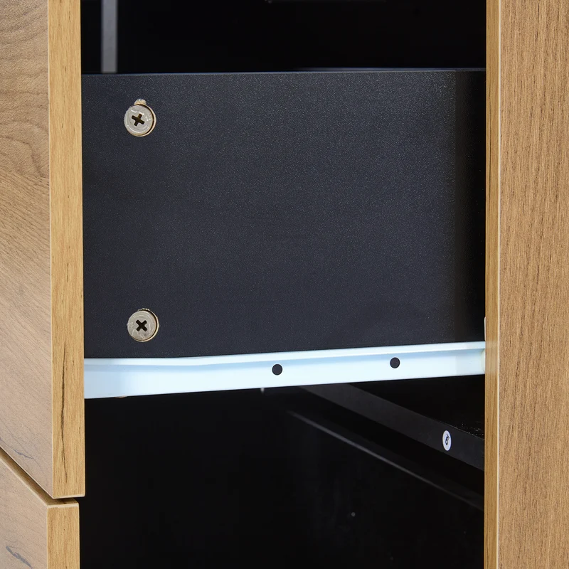Buffet effet bois avec vitrine éclairage LED 3 tiroirs GHURGAX