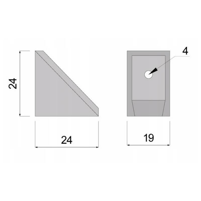 Équerre d'angle plastique avec couvercle séparé