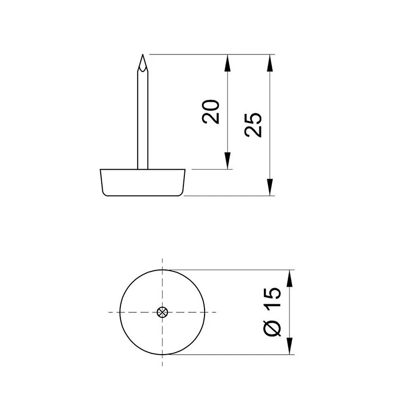 Patin à clouer Ø15mm en plastique - Noir - 50 pièces
