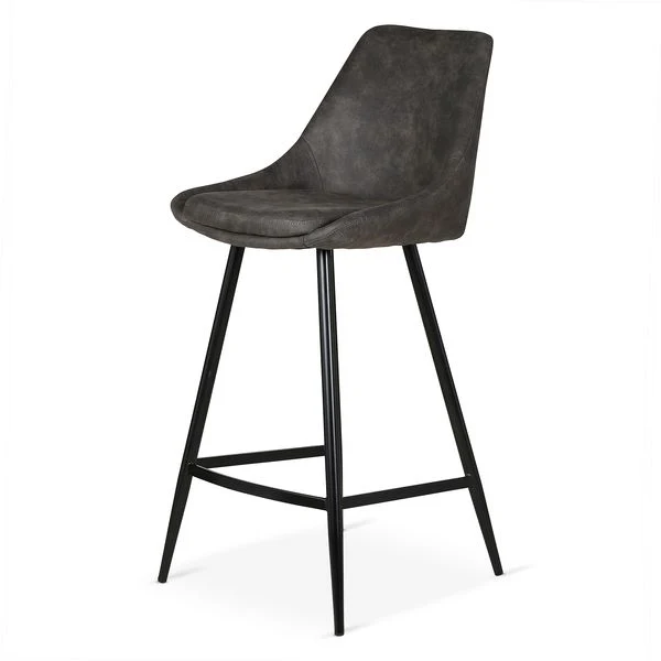 Chaise snack tissu effet daim gris foncé