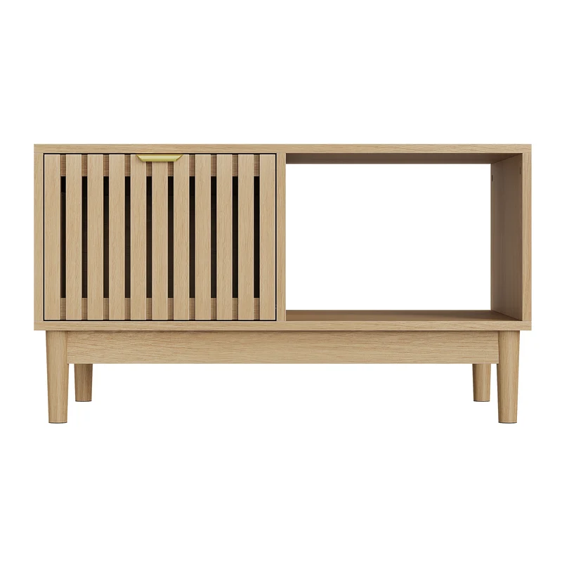 Table basse effet chêne avec tiroir 80cm ADJUSTVASE