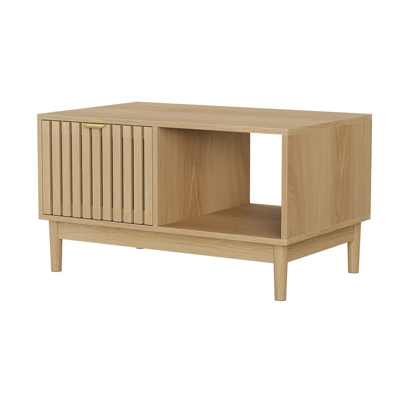 Table basse effet chêne avec tiroir 80cm ADJUSTVASE