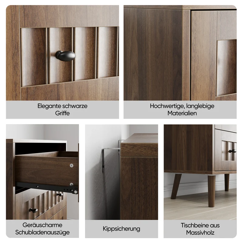 Commode 3 tiroirs effet bois noyer 60x40x78cm ADJUSTTRUNK
