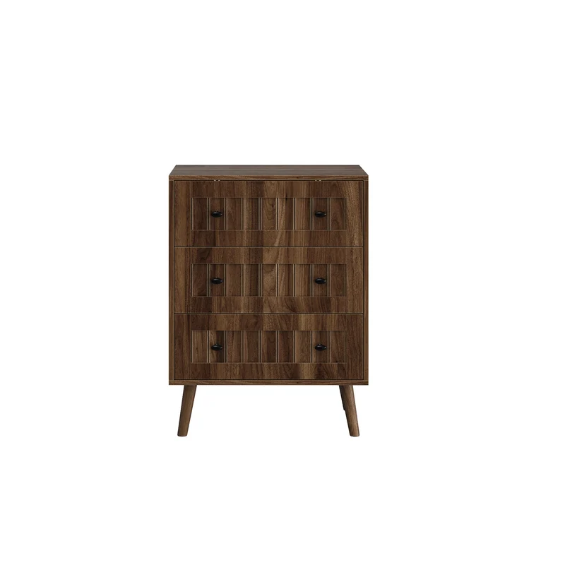 Commode 3 tiroirs effet bois noyer 60x40x78cm ADJUSTTRUNK