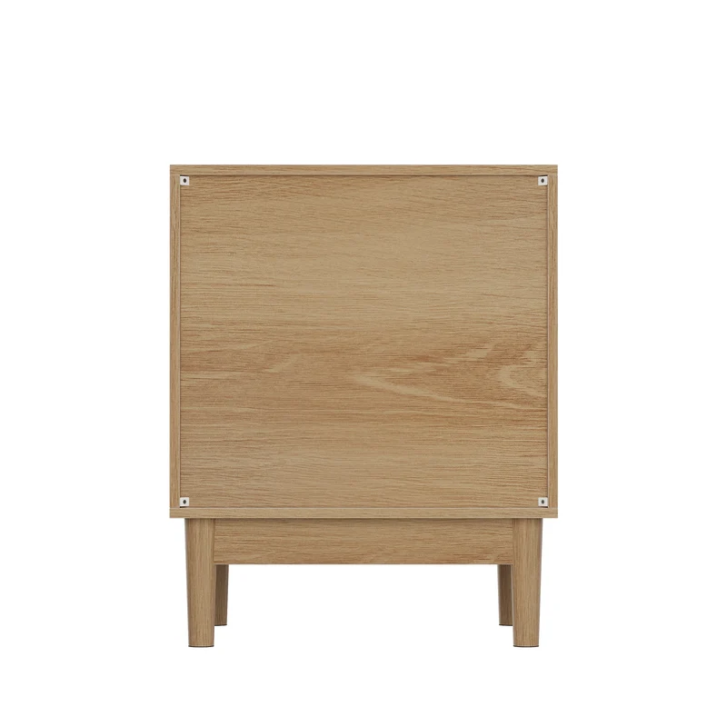 Table de chevet design latte effet chêne 2 tiroirs ALUMINUMARMOIRE