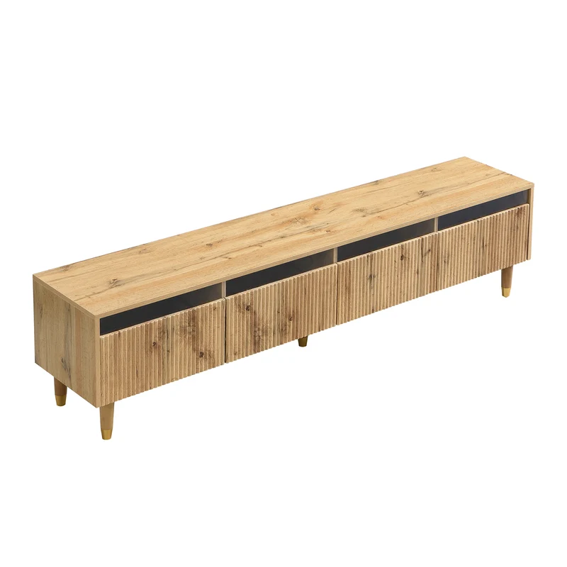 Ensemble meuble TV avec table basse effet bois et éclairage LED 2 pièces COPPERCANYON