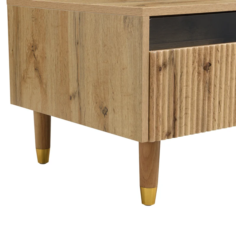 Ensemble meuble TV avec table basse effet bois et éclairage LED 2 pièces COPPERCANYON