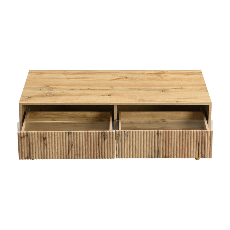 Ensemble meuble TV avec table basse effet bois et éclairage LED 2 pièces COPPERCANYON
