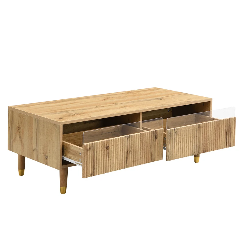 Ensemble meuble TV avec table basse effet bois et éclairage LED 2 pièces COPPERCANYON