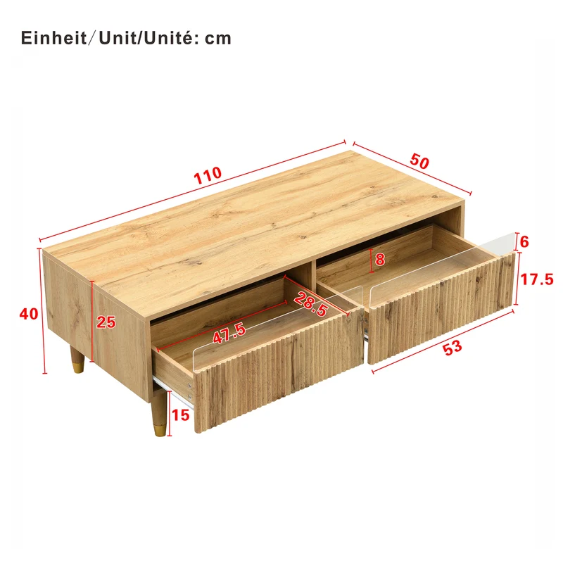 Ensemble meuble TV avec table basse effet bois et éclairage LED 2 pièces COPPERCANYON