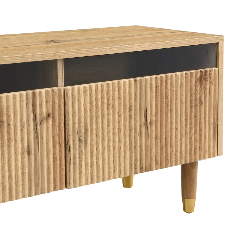 Ensemble meuble TV avec table basse effet bois et éclairage LED 2 pièces COPPERCANYON