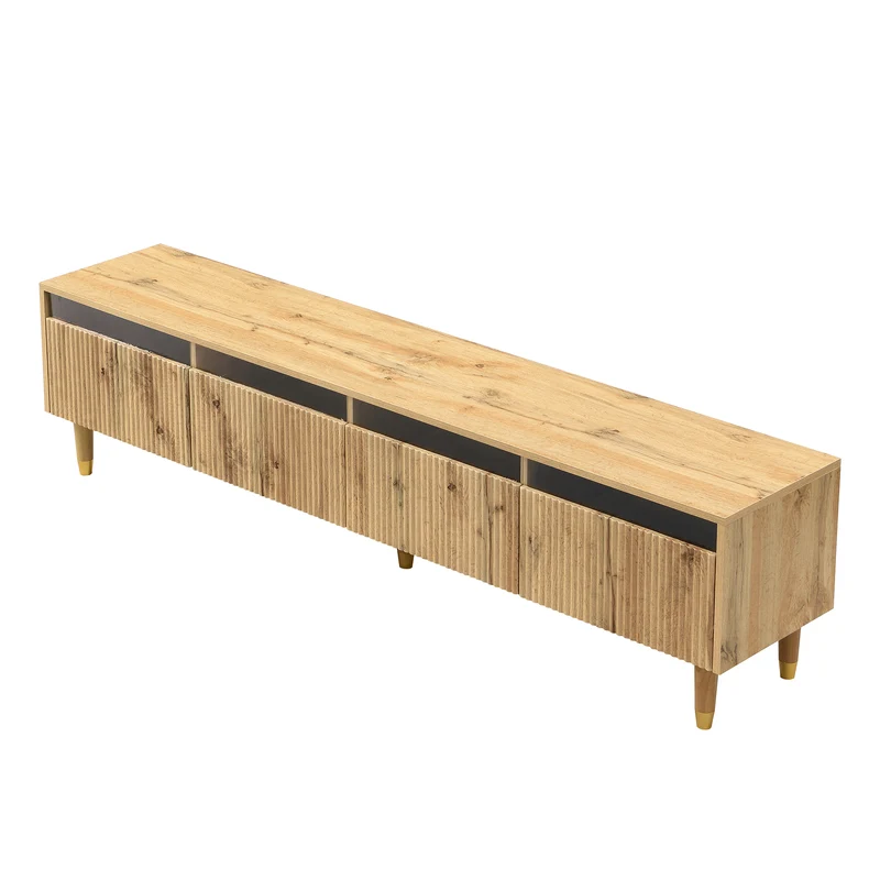 Ensemble meuble TV avec table basse effet bois et éclairage LED 2 pièces COPPERCANYON