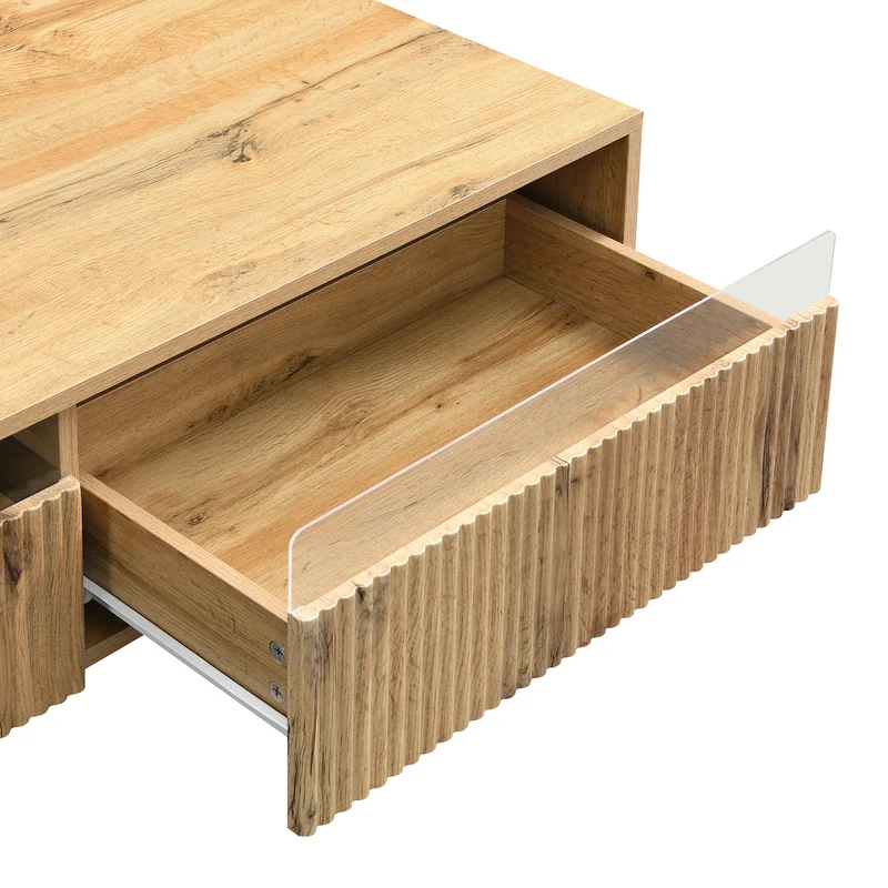 Ensemble meuble TV avec table basse effet bois et éclairage LED 2 pièces COPPERCANYON