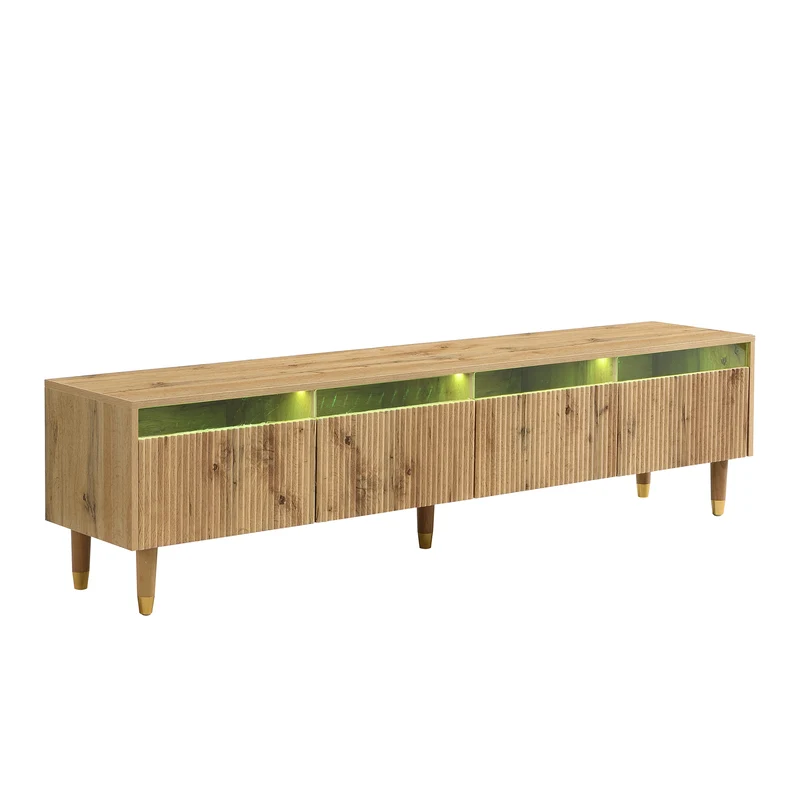 Ensemble meuble TV avec table basse effet bois et éclairage LED 2 pièces COPPERCANYON
