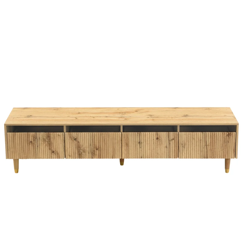 Ensemble meuble TV avec table basse effet bois et éclairage LED 2 pièces COPPERCANYON