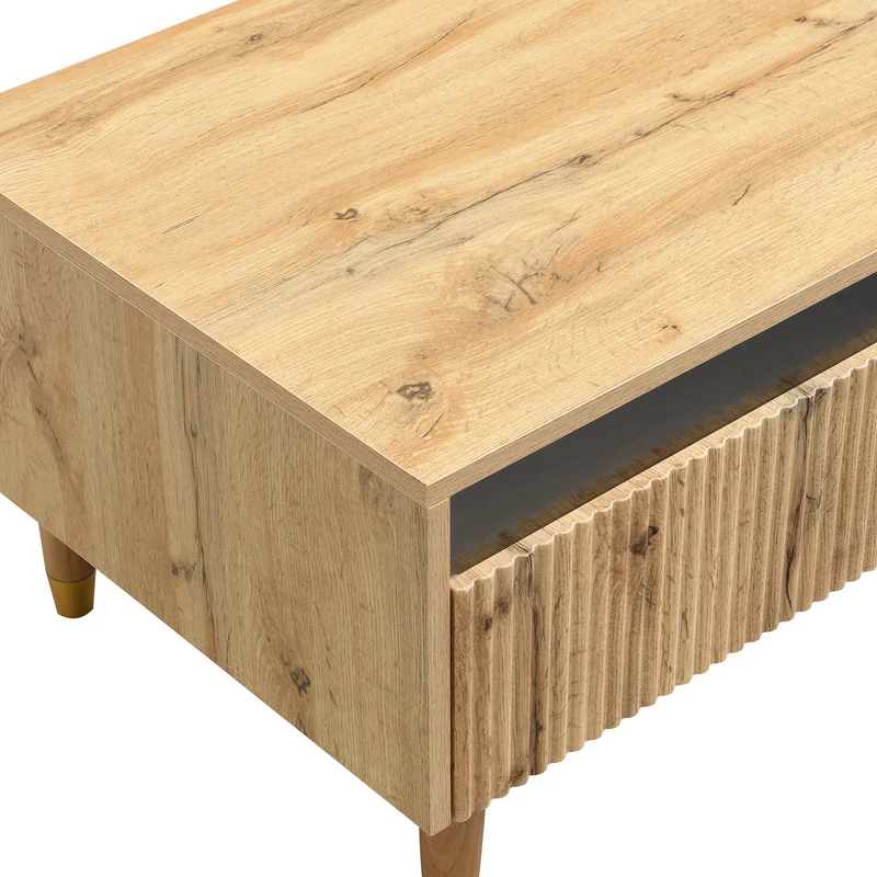 Ensemble meuble TV avec table basse effet bois et éclairage LED 2 pièces COPPERCANYON
