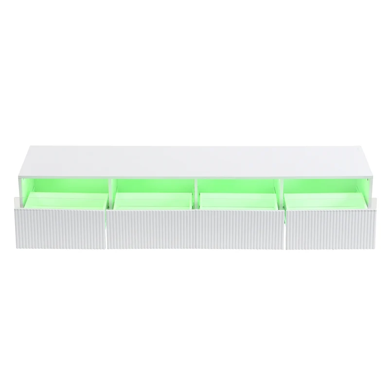 Meuble TV blanc design ondulé 178 cm MDF & acrylique 4 tiroirs ARMOIREEDGE