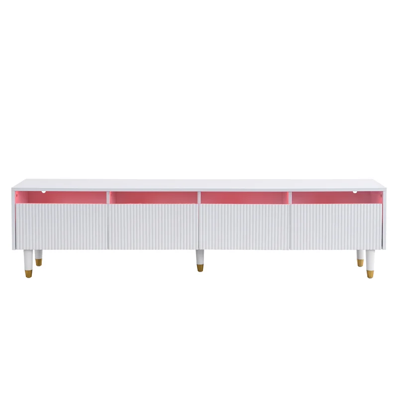 Meuble TV blanc design ondulé 178 cm MDF & acrylique 4 tiroirs ARMOIREEDGE