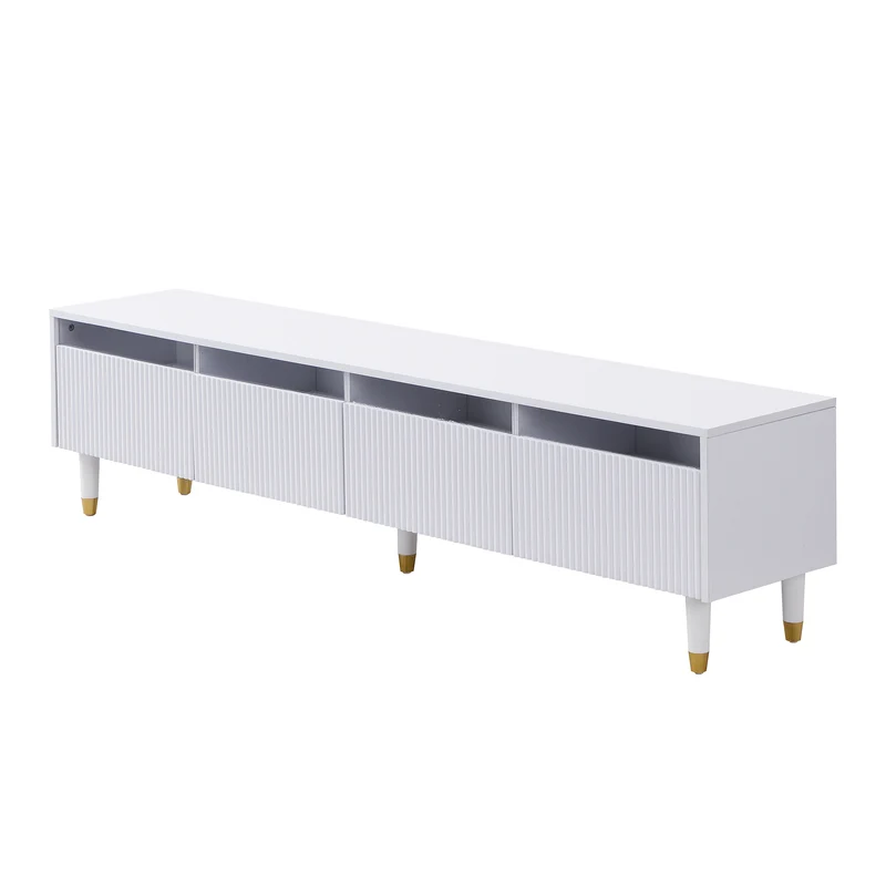 Meuble TV blanc design ondulé 178 cm MDF & acrylique 4 tiroirs ARMOIREEDGE