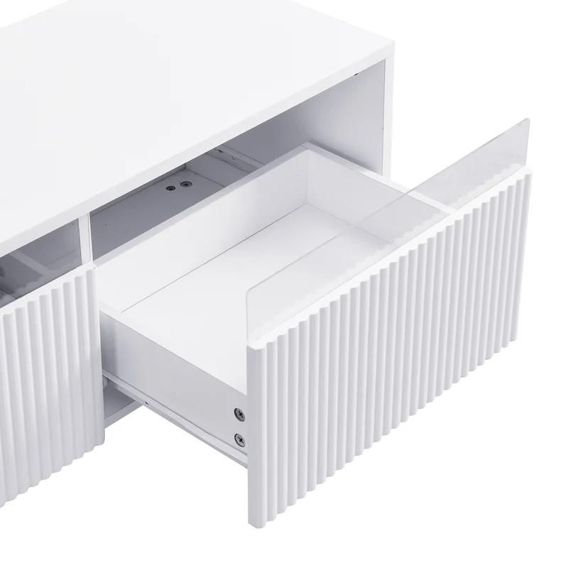 Meuble TV blanc design ondulé 178 cm MDF & acrylique 4 tiroirs ARMOIREEDGE