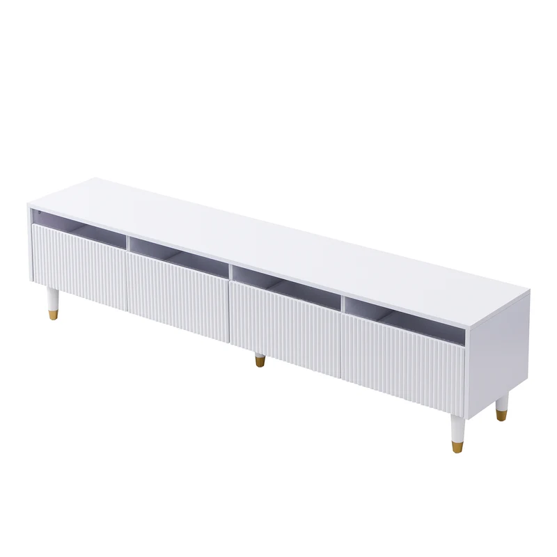 Meuble TV blanc design ondulé 178 cm MDF & acrylique 4 tiroirs ARMOIREEDGE